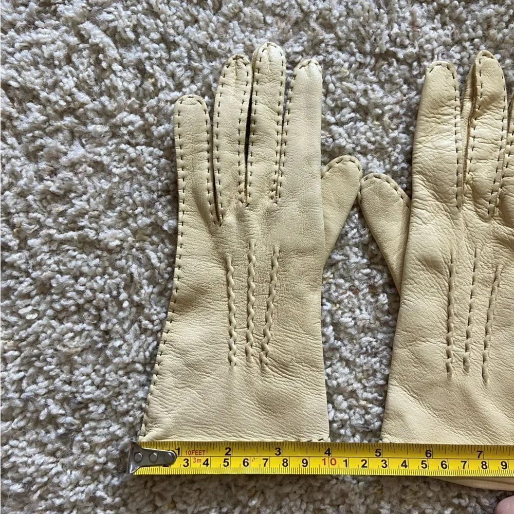 Vintage Leather Cream Gloves Beige Size 6\2